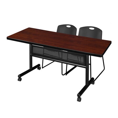 Kobe Rectangle FlipTop Table, 72" W, 29" H, Laminate Top, Cherry MKFTM7230CH44BK